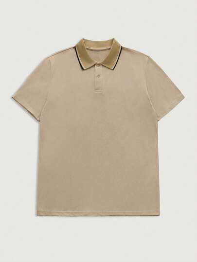 Courvante Camisa De Polo De Manga Corta De Punto Entallada Para Hombre