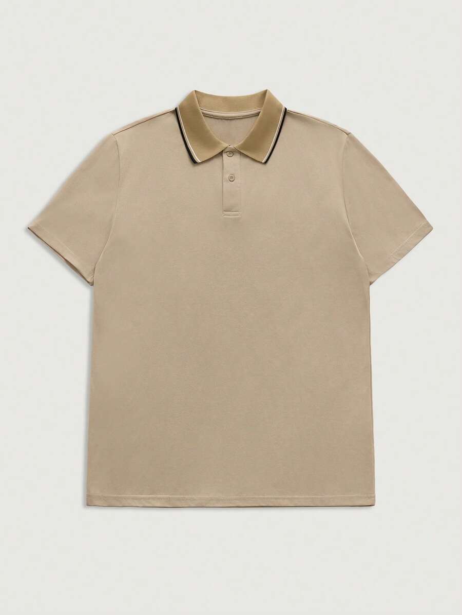 Courvante Nam Thon gọn Đan Ngắn tay Áo polo - Cà phê nâu - Xem 1