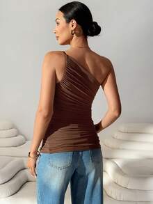 MaterniWear Maternity Casual Solid Color Sleeveless Fitted Tank Top, Summer - Rust Brown - View 7
