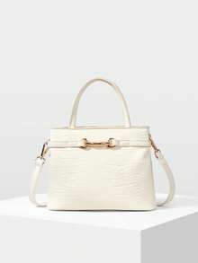 PREMIUM FASHION ALLIGATOR PATTERN HANDBAG - Beige crocodile pattern - View 3