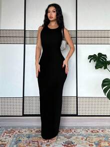 Rafferiza 女士扎染印花修身连衣裙，夏季长裙，绿色长款连衣裙女装 - 黑色 - 查看 3