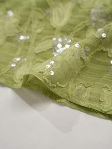 Ellevyn Elegant Romantic Sequin Embellished Skirt - Green - View 8