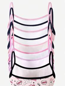 SHEIN 5pcs Berbagai Macam Atasan Camisole Katun Nyaman Motif Flamingo Lucu Gaya Hip-Hop untuk Liburan Anak Perempuan Remaja - MultiWarna - View 4