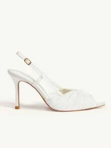 CUCCOO CHICEST Women's Twist Pointed Toe Elegant High Heel Shoes, Fashionable And Versatile For Daily Wear For Christmas - White satin - View 2