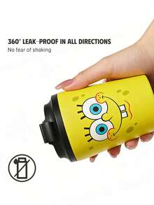 SpongeBob SquarePants | SHEIN 360 Ml / 12 Oz Leak-Proof Stainless Steel, Convenient To Carry, Portable Cup - Yellow - View 4
