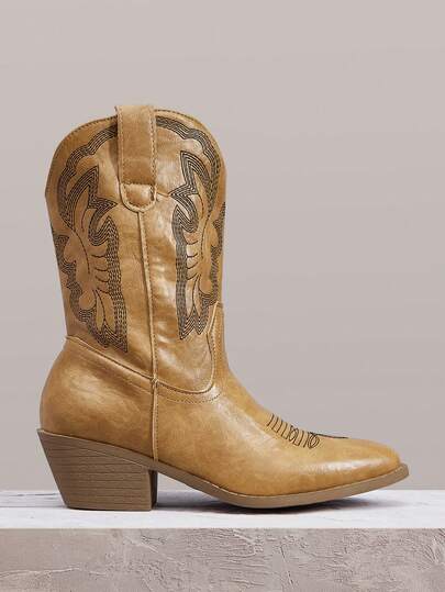 Styleloop Women's Mid-Calf Boots, Bohemian Style, Vintage American, Boho, Western Boots, Coachella Music Festival, Party Outfit Holiday Travel Essential Boho Cowgirl Outfit