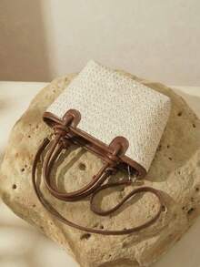 Arave 2025 Women's Woven One Shoulder Crossbody Bag, Large Capacity Vacation Tote Beach Handbag For Commute - Beige - View 5