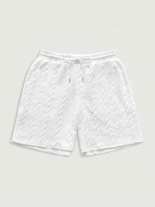 Courvante 男士深灰色提花 Polo 衫和白色提花短裤套装 - 纹理针织面料，透气舒适，常规版型，适合办公室和周末穿着，男士夏季休闲装/男士纹理针织短袖 Polo 衫，灰色纽扣上衣，夏季纹理男士提花两件套 - 深灰色和白色，男士休闲短袖 Polo 衫和短裤套装，针织钩编面料 - 彩色 - 查看 9