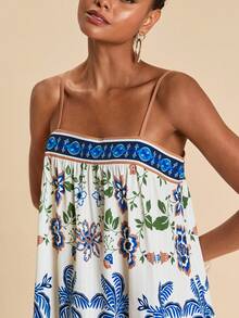 Travachic Đầm slip nữ in họa tiết hoa và cây cọ, thích hợp cho kỳ nghỉ. - Nhiều màu - Xem 6