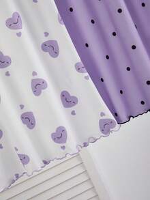 Genkimix Kids 2件装女童针织蝴蝶印花睡衣，夏季 - 紫色 - 查看 6