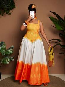 Maweii Abito da donna taglie forti con cerniera in vita e gradiente di colori, elegante, adatto per vacanze al mare, feste in spiaggia, fotografia di viaggio, stile resort fresco - Multicolore - Visualizzare 5