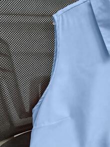 SHEIN LUNE Áo polo cổ bẻ không tay cài cúc phía trước cỡ lớn - Màu xanh lam - Xem 3