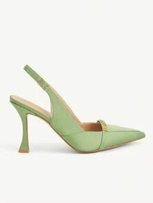 CUCCOO CHICEST 女士时尚杏色基本款优雅金属装饰高跟鞋 - 薄荷綠 - 查看 3