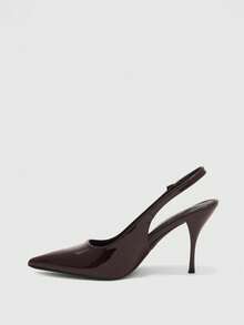 CUCCOO BIZCHIC Giày cao gót mũi nhọn bóng bẩy kiểu Âu và Mỹ, kiểu stiletto, có quai hậu, thích hợp cho tiệc tùng, đi làm, tiếp khách, đa năng, kiểu sandal kín mũi dành cho nữ. - màu nâu - Xem 4