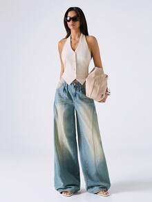 LYSMO 2026 New Arrive Minimalism Spring/Summer Women's Summer Linen Tie Back Backless Top Casual Outfit For Women  Vacation Outfits Women Summer Outfit For Women - Apricot - View 4