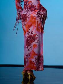 MUSERA 系带侧腰直筒修身长裙套装（仅含下装）夏季性感外出海滩度假伊比沙岛俱乐部热带风情 - 彩色 - 查看 4