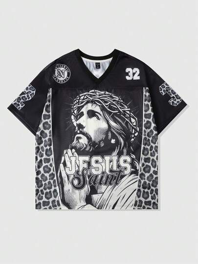 ROMWE MEN Street Life Camiseta deportiva de manga corta con parches de malla para hombres, jersey atlético