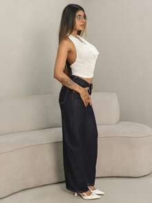 Rayane Ketlyn Women Scoop Neck Sleeveless Cropped Y2K Red Sexy Top, Stylish Plain Color - White - View 4