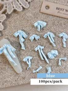 100pcs Butterfly Nail Art Decorations, Blue, White, Pink 3D Butterfly Nail Art Accessories, Cute DIY Nail Art Decor Techniques, Nail Art Crafts Nails Nail Supplies - Multicolor - View 10
