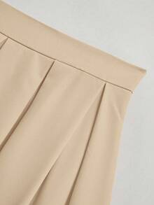 Women's Casual Pleated Skirt, Versatile For Spring & Autumn - Apricot - View 6