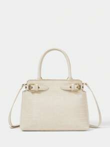 SHECARRY Túi xách nữ quai ngang, thích hợp đi học, du lịch, công sở, thanh lịch, tinh tế, có thể xách tay hoặc đeo chéo, họa tiết da báo. - Màu be - Xem 3