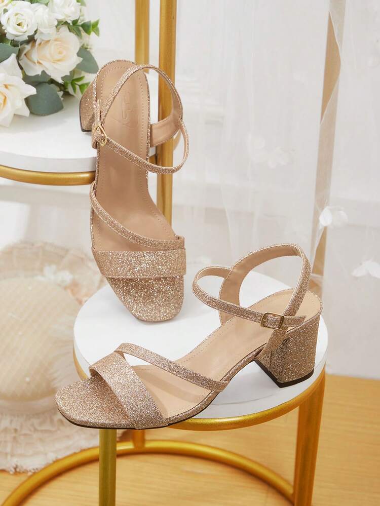 CUCCOO HITCHD New Summer Square Toe Thick Heel Comfortable Non-Slip Elegant Versatile Women High Heel Sandals