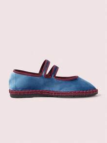CUCCOO DOLLMOD Retro Contrast Trim Casual Comfortable Versatile Flat Shoes, Suitable For Walking, Travel And Vacation - Dusty Blue - View 10