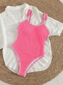 Bonvoyette Swim Lushoire 新款女士波西米亚佩斯利印花挂脖比基尼套装，两件式彩色曼陀罗泳装，活力孔雀羽毛印花比基尼套装，粉色、蓝色、白色和绿色交织的缤纷设计比基尼，侧系带性感泳裤，挂脖系带比基尼上衣，活力多色沙滩装，加厚聚拢罩杯，夏季度假泳池派对泳装，适合音乐节、热带海岛度假等场合，尽显摩登风情。 - 玫紅色 - 查看 6