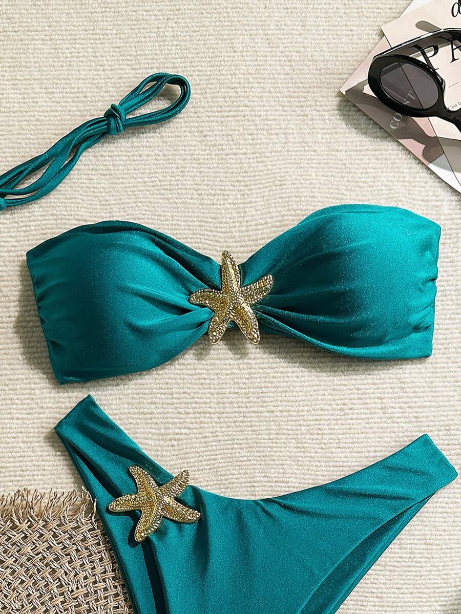 Swim Chiccia Accesorio elegante de traje de baño con forma de estrella de mar de metal - Verde - Ver 1