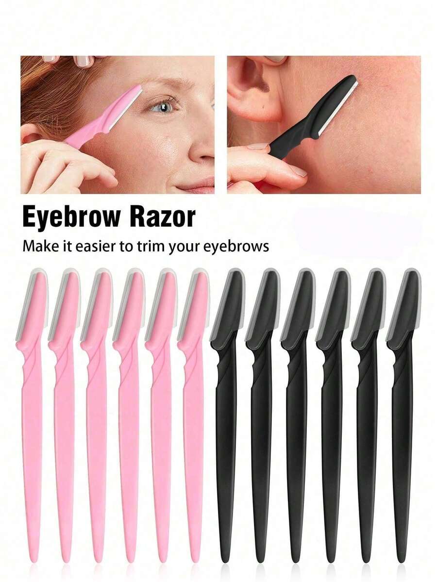 Multicolor Eyebrow Trimmer & Shaver Set With Exfoliator, Body Hair Trimmer & Facial Razor, Long Handle Safety Blade With Precision Guard, Eyebrow Grooming Tool For Home Or Travel, Gift, Travel, Affordable Item, Travel Essentials - Multicolor - View 1