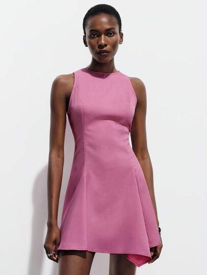 Aveloria Modichic 时尚设计感高端小众收腰无袖轻盈奢华短款粉色连衣裙