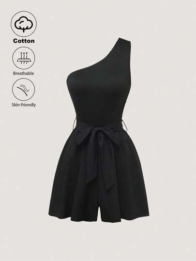 Franclia Summer Casual Solid Color Romper