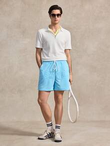 Courvante 男士短袖羅紋領素色休閒 Polo 衫，白色，適合外出，拉鍊設計，修身，高爾夫網球，極簡男友風 - 白色 - 查看 5