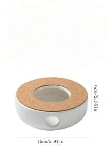 1 pieza Calentador de cerámica para tetera, Calentador de té con frutas y flores, Calentador de tetera (vela no incluida), Adecuado para reuniones, Ramadán, Fiestas - Blanco - Ver 2