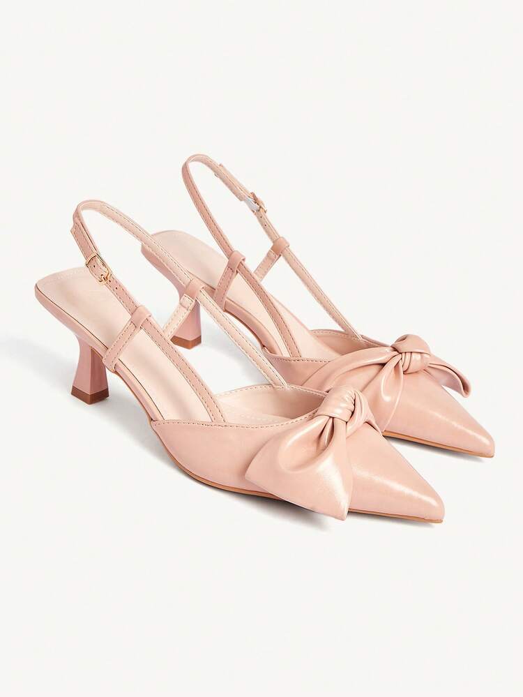 CUCCOO CHICEST Women's Pointed Toe Bowknot Design Leather High Heel Pumps, Sexy Elegant Formal Dress Shoes For Party, Afternoon Tea, Evening Gala, Versatile Outfit Wedding Shoes