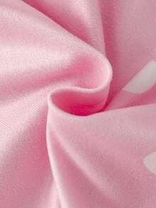 Camisón y ropa de estar en casa de niña con cuello redondo, manga corta, estampado minimalista de puntos rosados, letras en inglés y conejito lindo - Rosa - Ver 5