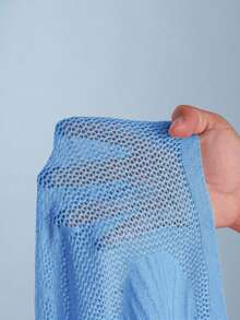 Soleia Women's Solid Color Minimalist Daily Neck Hanging Cover Up - Blue - View 7