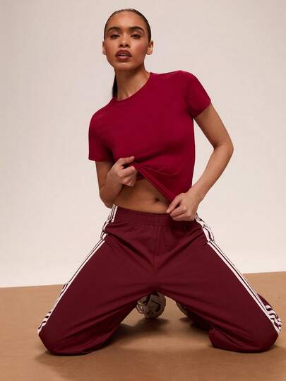 SHEIN BAE Women's Solid Color Casual Versatile Daily Wear & Sports Short Sleeve T-Shirt