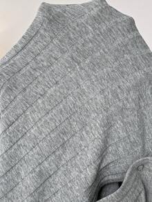 Slowluna Maternity Solid Color Short Sleeve Front & Back Button Delivery Dress - Grey - View 7