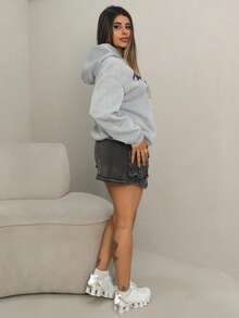 Rayane Ketlyn 女士休闲宽松字母爱心印花长袖卫衣，秋冬款 - 灰色 - 查看 5