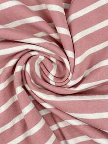 SHEIN Maternity Striped Round Neck Short Sleeve Side Slit Hem Casual Dress - Pink - View 6