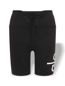 Alo Yoga Shorts YOGI LACE UP Sweat Absorption Breathable Lightweight Good Elasticity Easy To Wash Yoga Sports Women Black White W6163RG - BLACK/WHITE - Đen / trắng - Xem 1