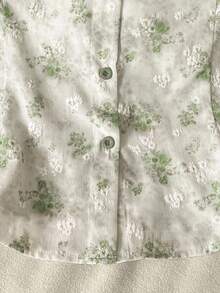 Modelyn Women's Digital Print Floral Ruffle Sleeve Blouse, Fashionable & Age-Reducing, Spring/Summer - Green - View 6