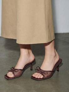 Women's Open Toe Mesh Breathable Brown Stiletto High Heel Sandals, Versatile Simple Design, Summer - Coffee Brown - View 4