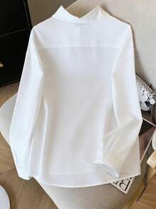 Resyla Casual Lemon Embroidery Shirt, Versatile For Spring & Autumn - White - View 2