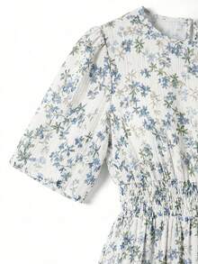 Women Midi Dresses - Blue and White - View 3