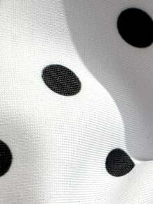 Swim Vcay Polka Dot Print Halter Neck Swimsuit Top For Beach Vacation - Black and White - View 4