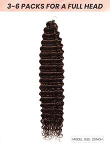 Boho Braids شعر إنساني موجي عميق للضفائر البوهيمية المصنوعة يدويًا بالكروشيه، شعر إنساني مفصول مسبقًا بدون عقد، للضفائر، بطول 16-22 بوصة، باللون البني الداكن - S4 - مشاهدة 2