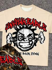 SHEIN 2pcs/Set Boys' Casual Letter Print T-Shirt And Camo Cargo Pants Set - Multicolor - View 4