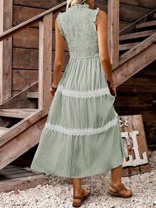 EMERY ROSE Women's Fashion Frill Trim Sleeveless Dress - Green - View 2